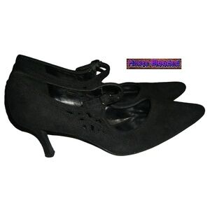 Predictions Black Mary Janes Heels Pointed Toe Witchy Gothic Halloween Cut Out 7